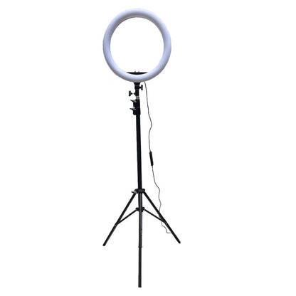 Plokama 8Ft Tripod with 14 Inch RGB Ring Light Adjustable 2.43m Stand for Camera and Mobile