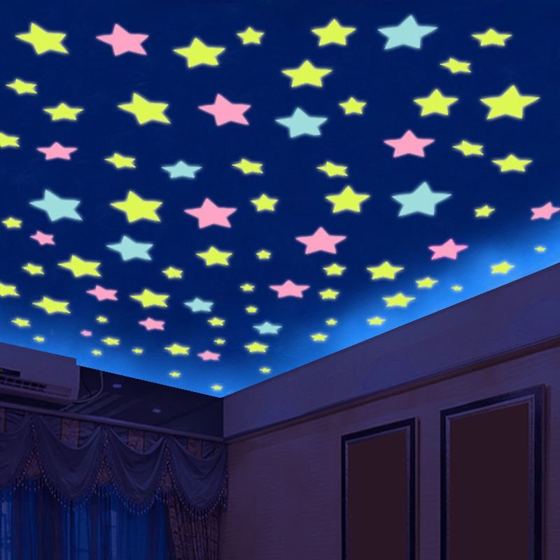 3D Glow-in-the-Dark Stars Moon Heart Wall Stickers – Luminous Fluorescent Plastic Decals for Kids Room & Bedroom Decor