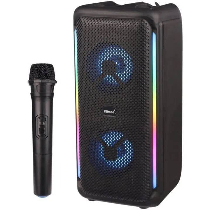 KTS-1972 Portable Wireless Bluetooth Speaker with Wireless Mic – RGB LED Light, Mic/FM/AUX/USB/SD Support, Karaoke Speaker