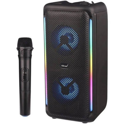 KTS-1972 Portable Wireless Bluetooth Speaker with Wireless Mic – RGB LED Light, Mic/FM/AUX/USB/SD Support, Karaoke Speaker