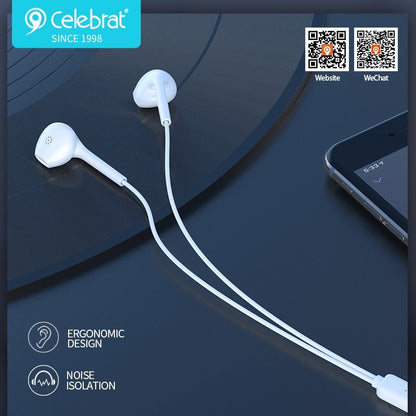 Celebrat G12 3.5mm Wired Earphones In‑Ear Headset with Mic – High‑Quality Handsfree for Mobile Phones