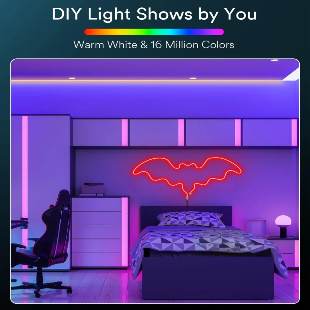 LED Smart Neon Strip 5M Full Set App Controlled RGB Flexible Light Strip for Room Decor & Ambience