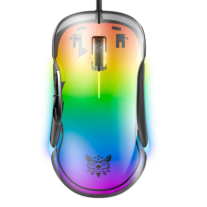 ONIKUMA CW925 RGB Backlit Wired Gaming Mouse Up to 12800 DPI Lightweight Transparent Black 1 Year Warranty