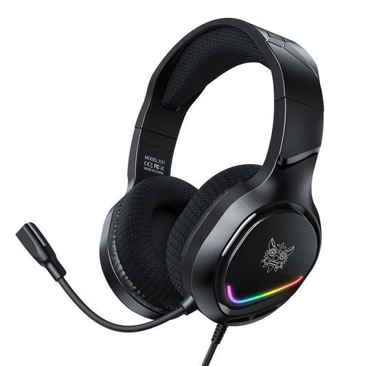 ONIKUMA X31 RGB Dynamic Professional Gaming Headphone Stereo Surround Sound Omnidirectional Mic Wired Headset for PC PS4 Xbox Phone 1 Year Warranty