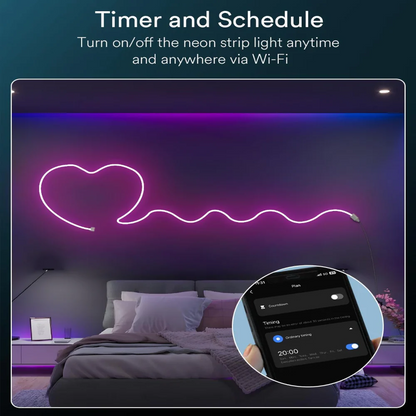 LED Smart Neon Strip 5M Full Set App Controlled RGB Flexible Light Strip for Room Decor & Ambience