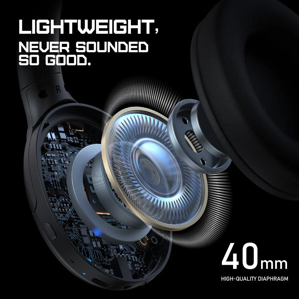 ONIKUMA B3 Wireless Bluetooth Headphones with ANC Microphone Rainbow RGB Lights Effect Lightweight Foldable Over-Ear Headphones with Music & Game Mode 45H Playback for Travel Home Office Hands-Free Clear Calls