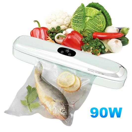 Automatic Household Food Vacuum Sealing Machine with 10Pcs Vacuum Bags — Powerful Food Saver Sealer