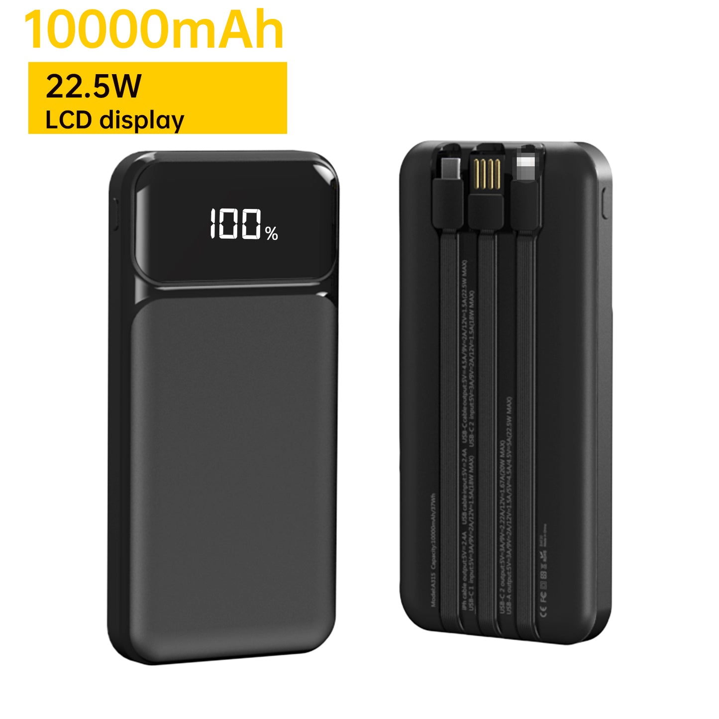 Aspor A315 10000mAh Power Bank PD 22.5W Fast Charging Portable External Phone Charger