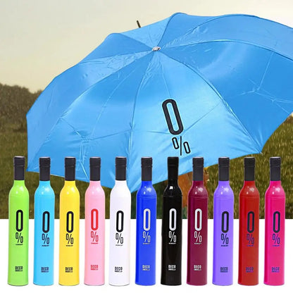 Wine Bottle Umbrella Strong Wind Resistance Sunshade Folding Umbrella Outdoor Sun Rain Reverse Folding Umbrella for Outdoor