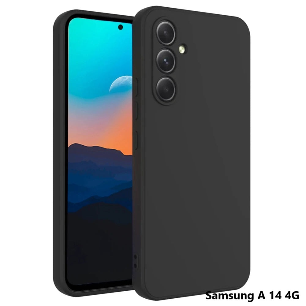 Samsung A14 4G Velvet & Transparent Back Cover Phone Case Black Soft Silicone Phone Case For Samsung A 14 4G Back Cover