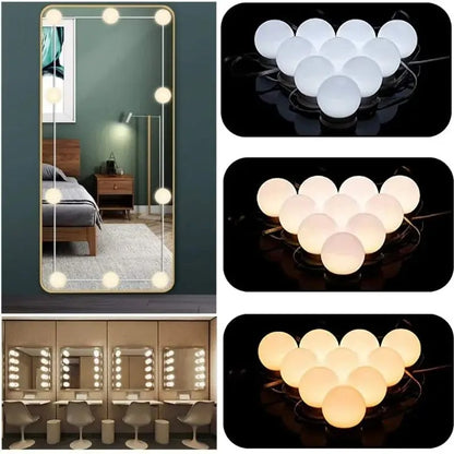 LED Light Makeup Mirror Bulbs Vanity Lights USB 12V Bathroom Dressing Table Lighting Dimmable for Wall Panels Women Gift Studio