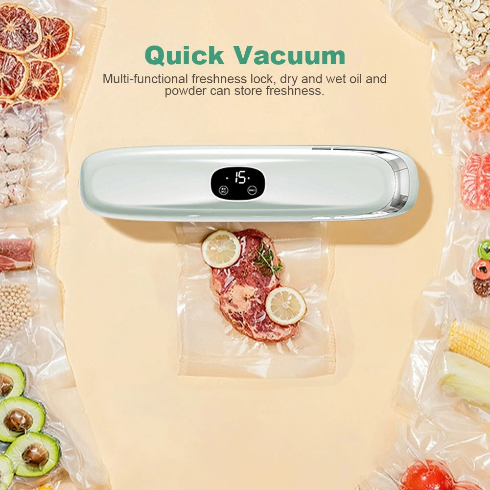 Automatic Household Food Vacuum Sealing Machine with 10Pcs Vacuum Bags — Powerful Food Saver Sealer