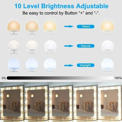 LED Light Makeup Mirror Bulbs Vanity Lights USB 12V Bathroom Dressing Table Lighting Dimmable for Wall Panels Women Gift Studio