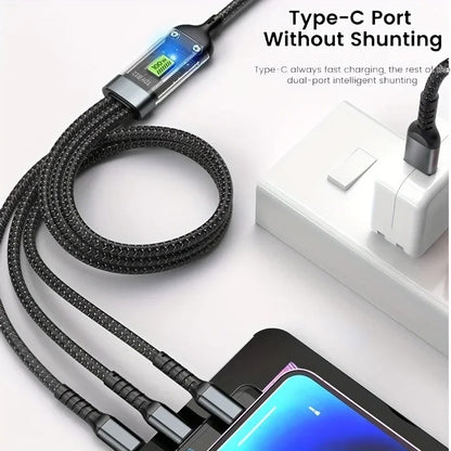 100w 3 in 1 Super Fast Charging Cable, LED Indicator,