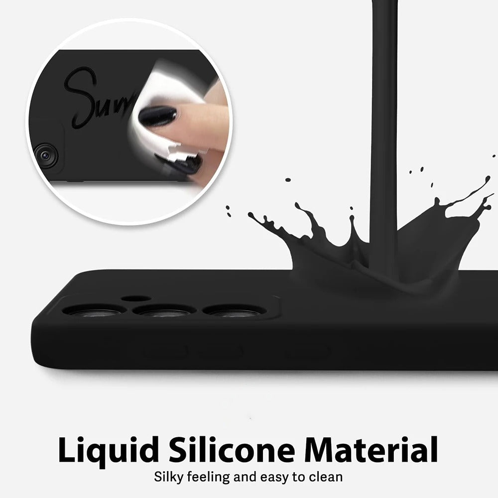 Samsung A14 4G Velvet & Transparent Back Cover Phone Case Black Soft Silicone Phone Case For Samsung A 14 4G Back Cover