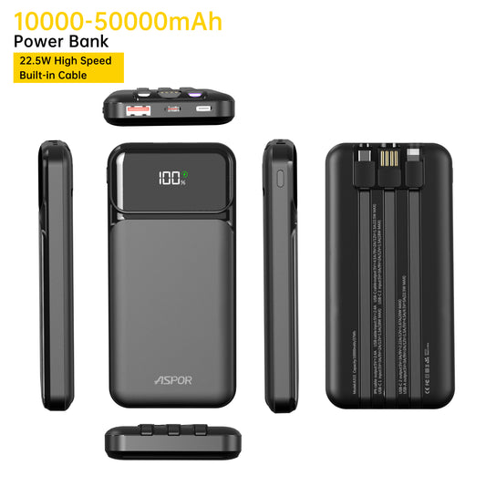 Aspor A315 10000mAh Power Bank PD 22.5W Fast Charging Portable External Phone Charger