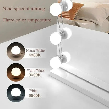 LED Light Makeup Mirror Bulbs Vanity Lights USB 12V Bathroom Dressing Table Lighting Dimmable for Wall Panels Women Gift Studio