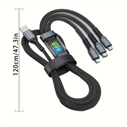 100w 3 in 1 Super Fast Charging Cable, LED Indicator,