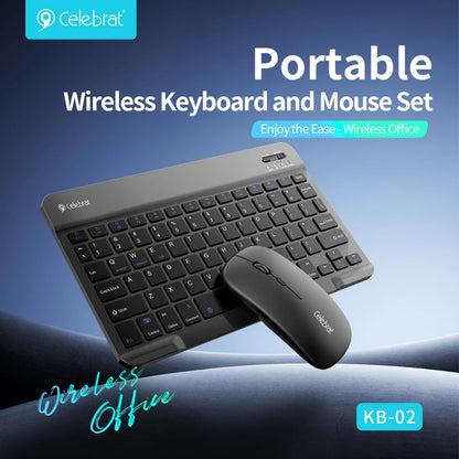 Celebrat KB-02 Wireless Keyboard & Mouse Combo – Bluetooth, Cross-Platform, Adjustable DPI