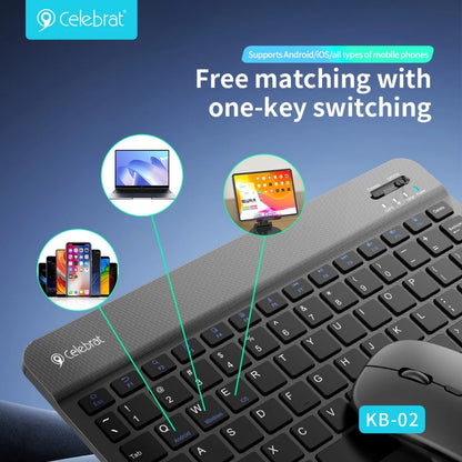Celebrat KB-02 Wireless Keyboard & Mouse Combo – Bluetooth, Cross-Platform, Adjustable DPI