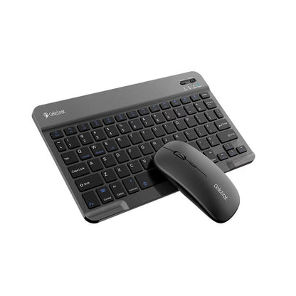 Black keyboard and mouse set with Celestion branding on a white background