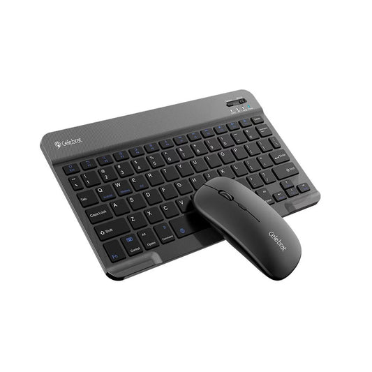 Black keyboard and mouse set with Celestion branding on a white background