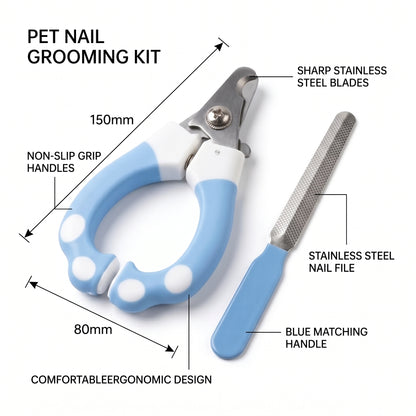 Professional Pet Nail Clipper & Nail File Grooming Kit Ergonomic Non-Slip Grip for Dogs & Cats Nail cutter