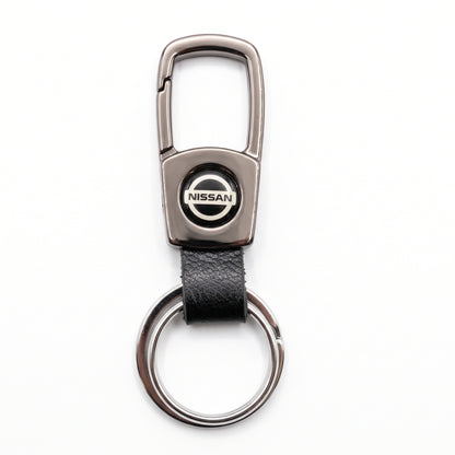 Premium Car Toyota BYD Suzuki Honda Nissan Logo Carabiner Keychain Leather & Gunmetal Zinc Alloy Keytag