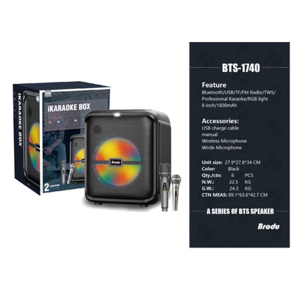 Brodu BTS 1740 Bluetooth karaoke speaker with Free 2 Microphone