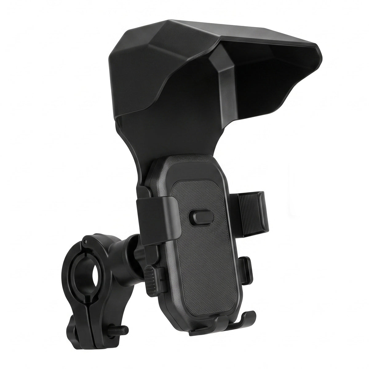 Motorcycle Handle Phone Mount Holder with Integrated Sun Visor & Rain Shield
