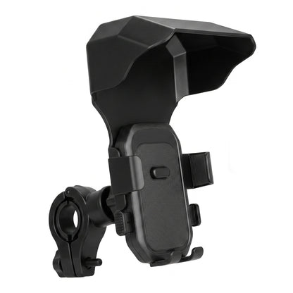 Motorcycle Handle Phone Mount Holder with Integrated Sun Visor & Rain Shield