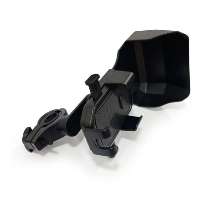 Motorcycle Handle Phone Mount Holder with Integrated Sun Visor & Rain Shield
