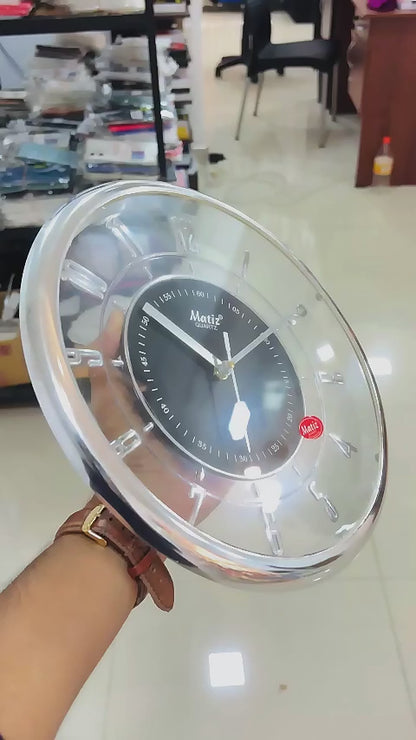 Matiz 30cm Modern Transparent Wall Clock Black & Silver Transparent wall clock