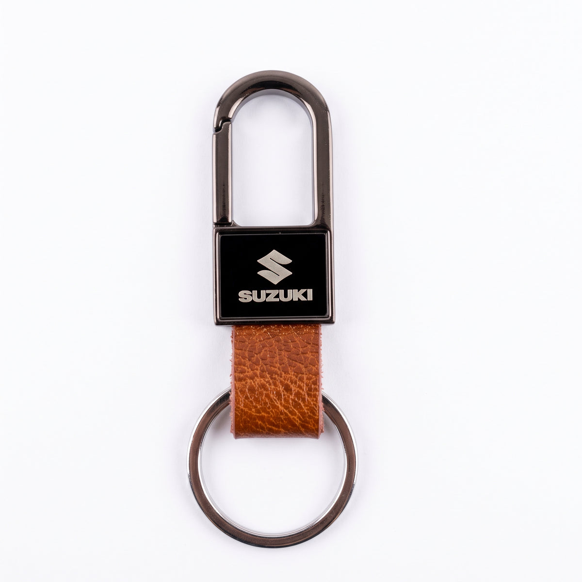 Premium Car Toyota BYD Suzuki Honda Nissan Logo Carabiner Keychain Leather & Gunmetal Zinc Alloy Keytag