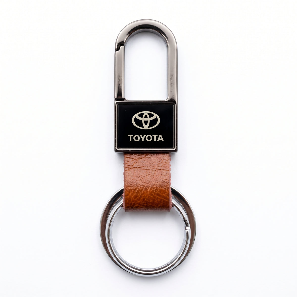 Premium Car Toyota BYD Suzuki Honda Nissan Logo Carabiner Keychain Leather & Gunmetal Zinc Alloy Keytag