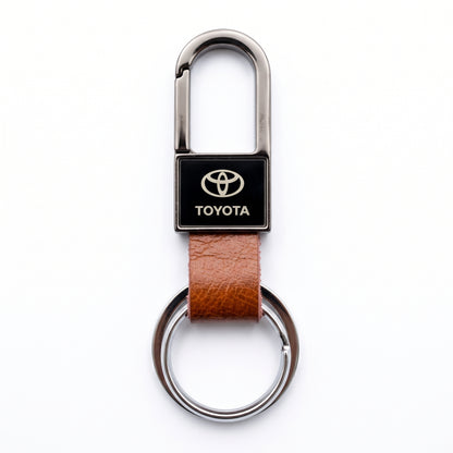 Premium Car Toyota BYD Suzuki Honda Nissan Logo Carabiner Keychain Leather & Gunmetal Zinc Alloy Keytag