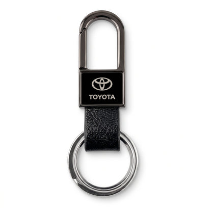 Premium Car Toyota BYD Suzuki Honda Nissan Logo Carabiner Keychain Leather & Gunmetal Zinc Alloy Keytag