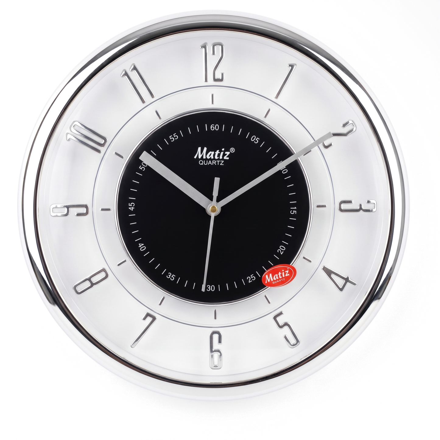 Matiz 30cm Modern Transparent Wall Clock Black & Silver Transparent wall clock