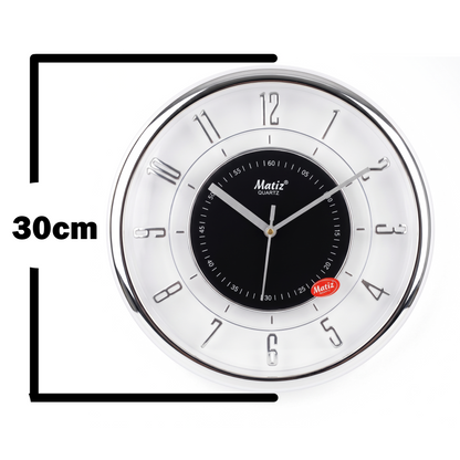 Matiz 30cm Modern Transparent Wall Clock Black & Silver Transparent wall clock